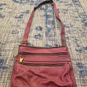 Fossil Crossbody Maroon Soft Leather Bag